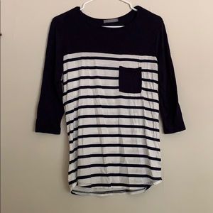 Loveappella Navy White Stripe 3/4sleeve w pocket